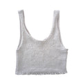 Love Tree Smocked Square Neck Tank Top White L Modal Ruffle Hem