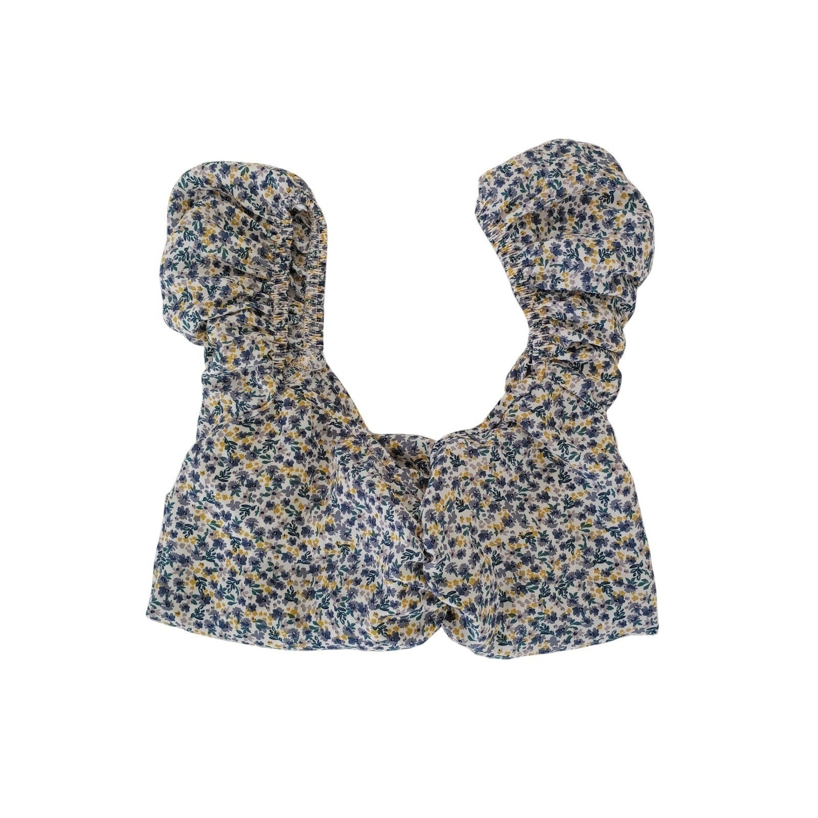 Sienna Sky Floral Print Puff Sleeve Cropped Top Fits S Cottagecore Boho