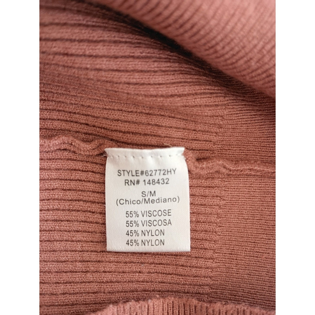 Bucul Knit Ribbed V Neck Camisole Tank Top Rusty Rose S M