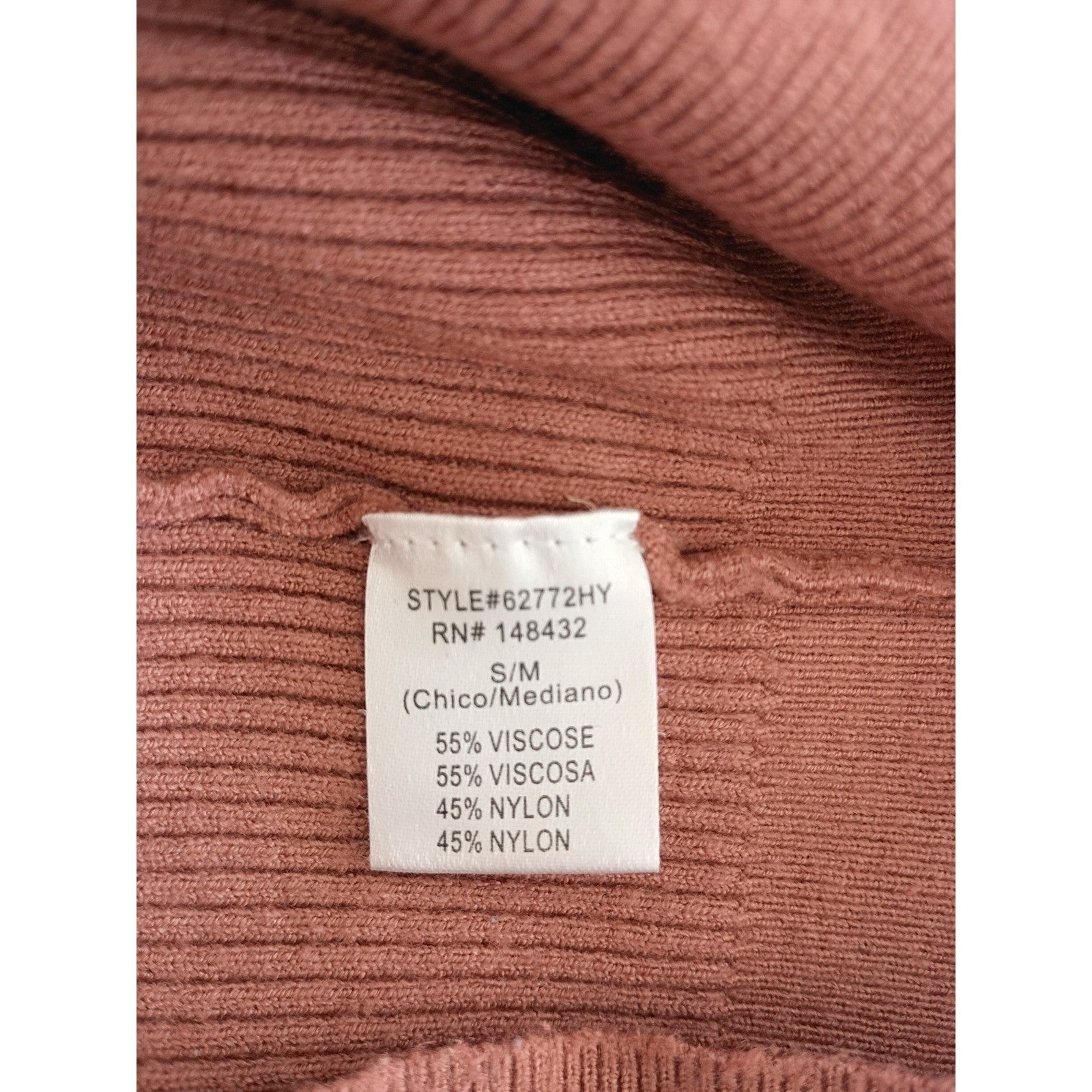 Bucul Knit Ribbed V Neck Camisole Tank Top Rusty Rose S M