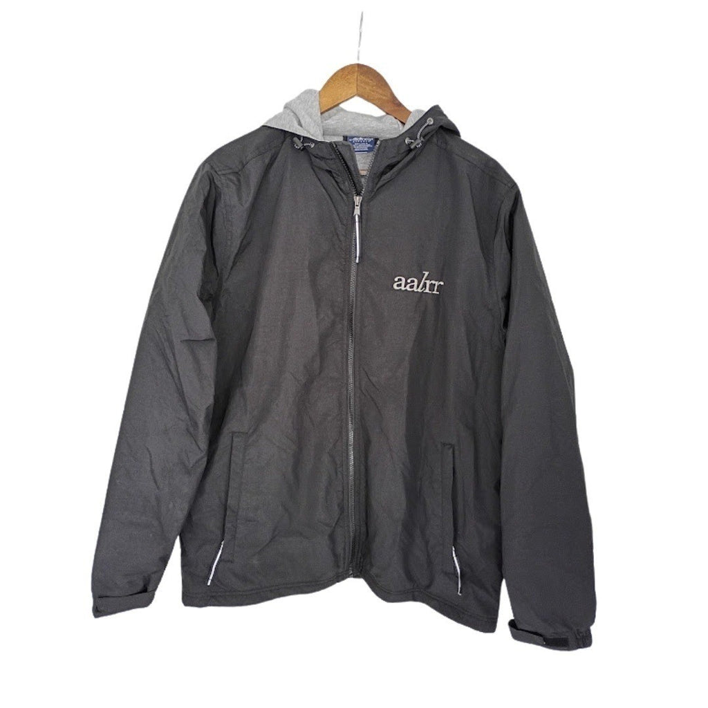 AALR Lightweight Hooded Windbreaker Jacket Charcoal Gray Zip Athleisure