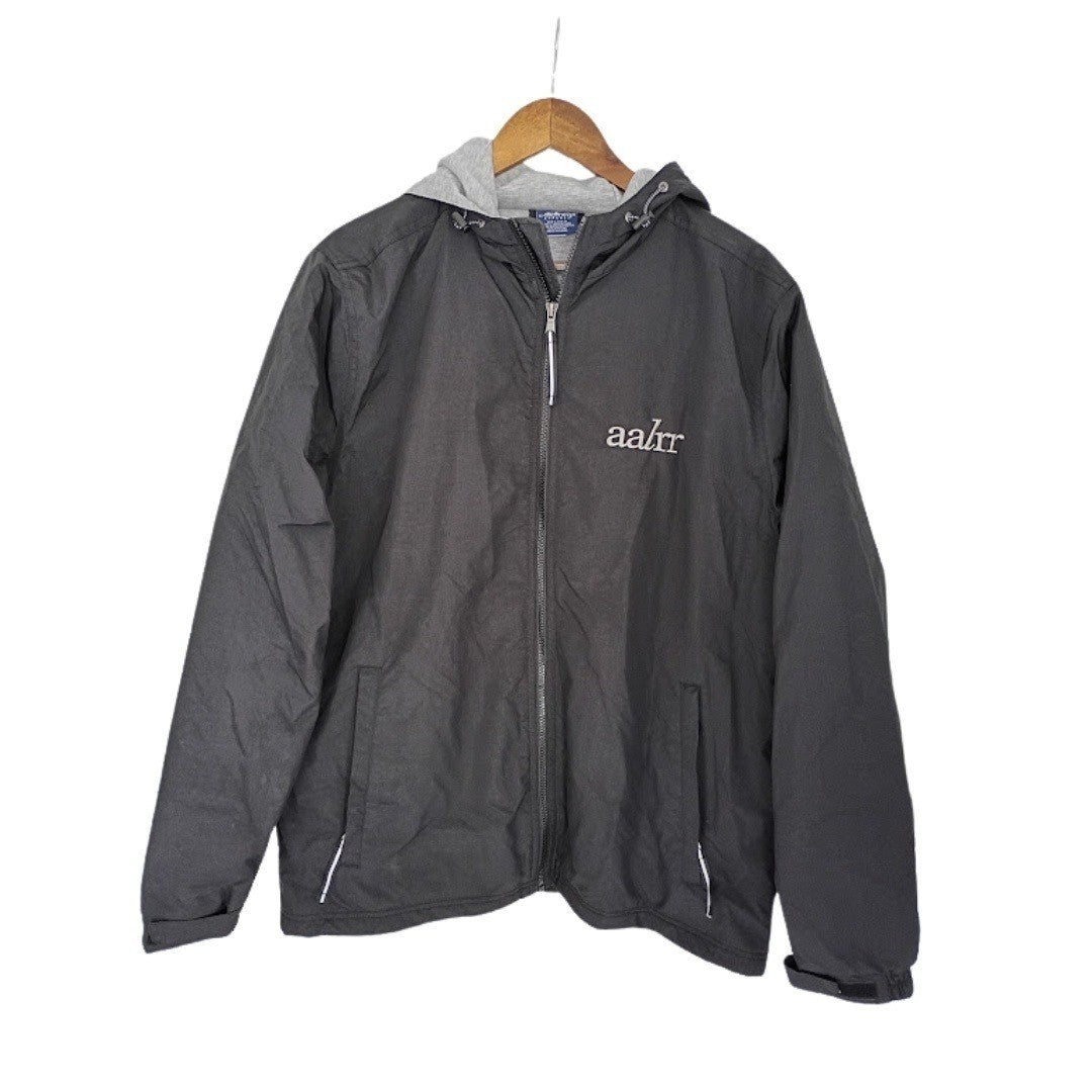 AALR Lightweight Hooded Windbreaker Jacket Charcoal Gray Zip Athleisure