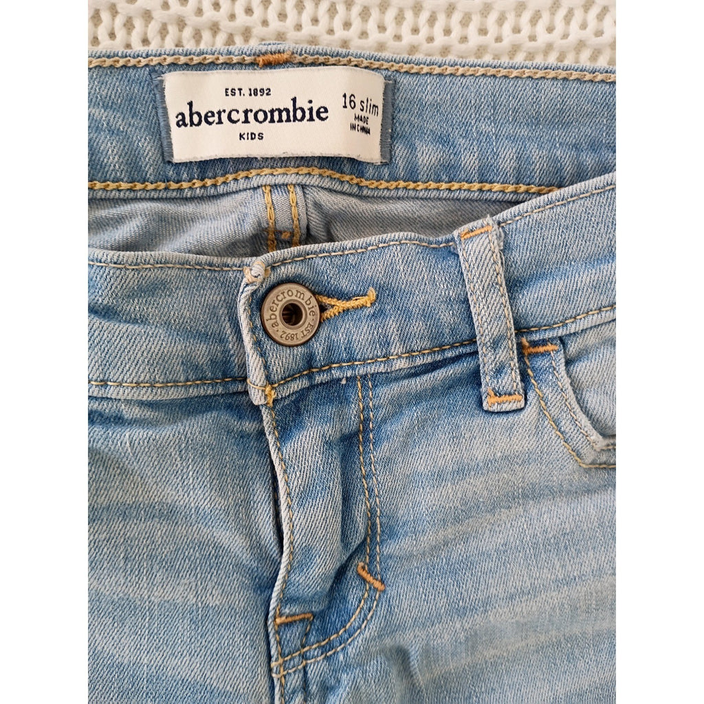 Abercrombie Light Wash Ripped Slim Jeans Youth 16 Fits Women W25x29