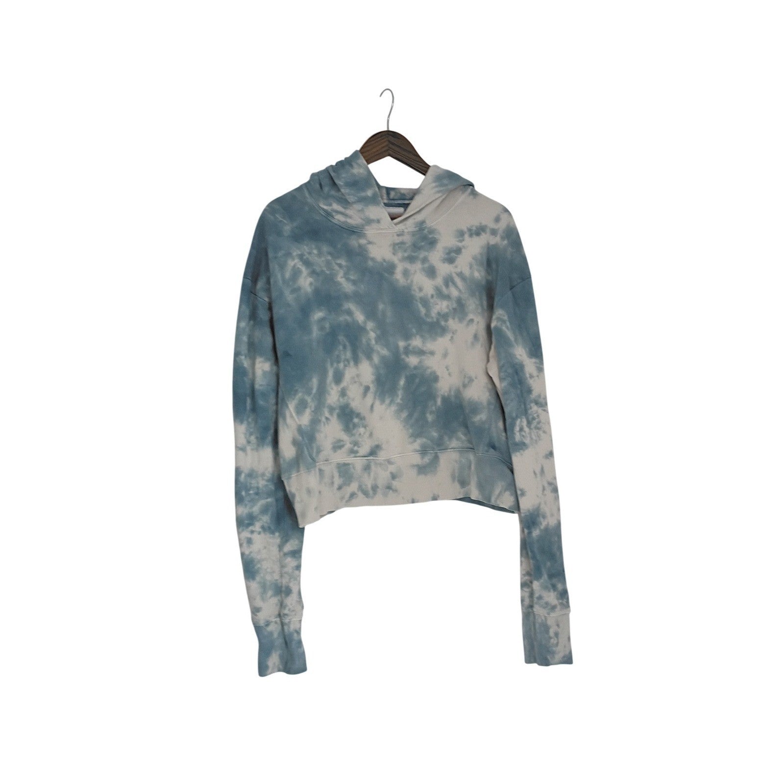 DANNIJO Tie Dye Hoodie 100% Cotton Cropped Sweatshirt Blue White Cotton XL