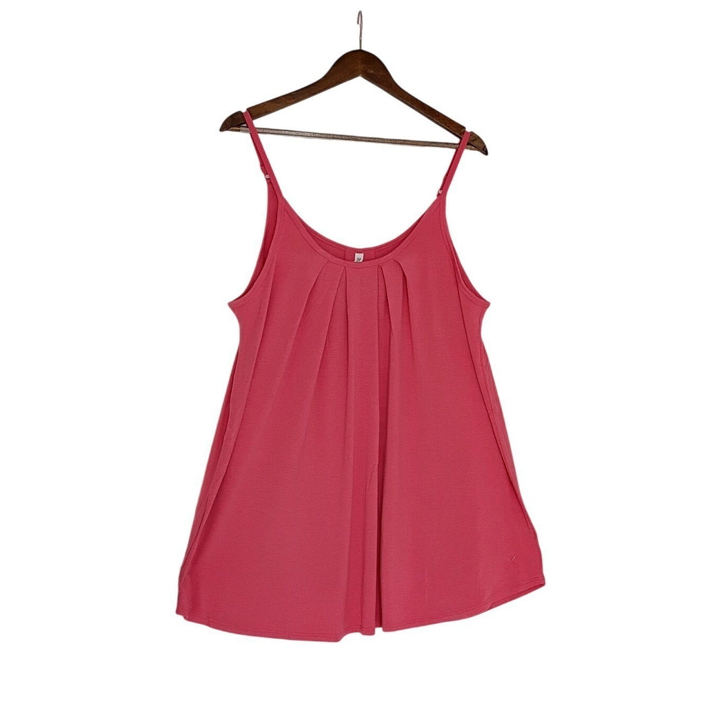 NWT Zenana Oversized Pink Pleated Cami Tank Top XL Adjustable Straps Relaxed Swg