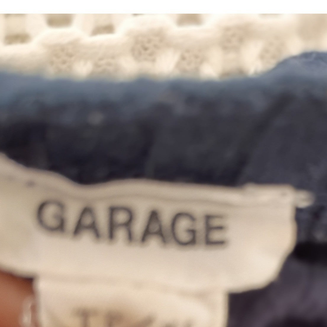 GARAGE Striped Distressed Ribbed Knit Crop Top Navy White XS