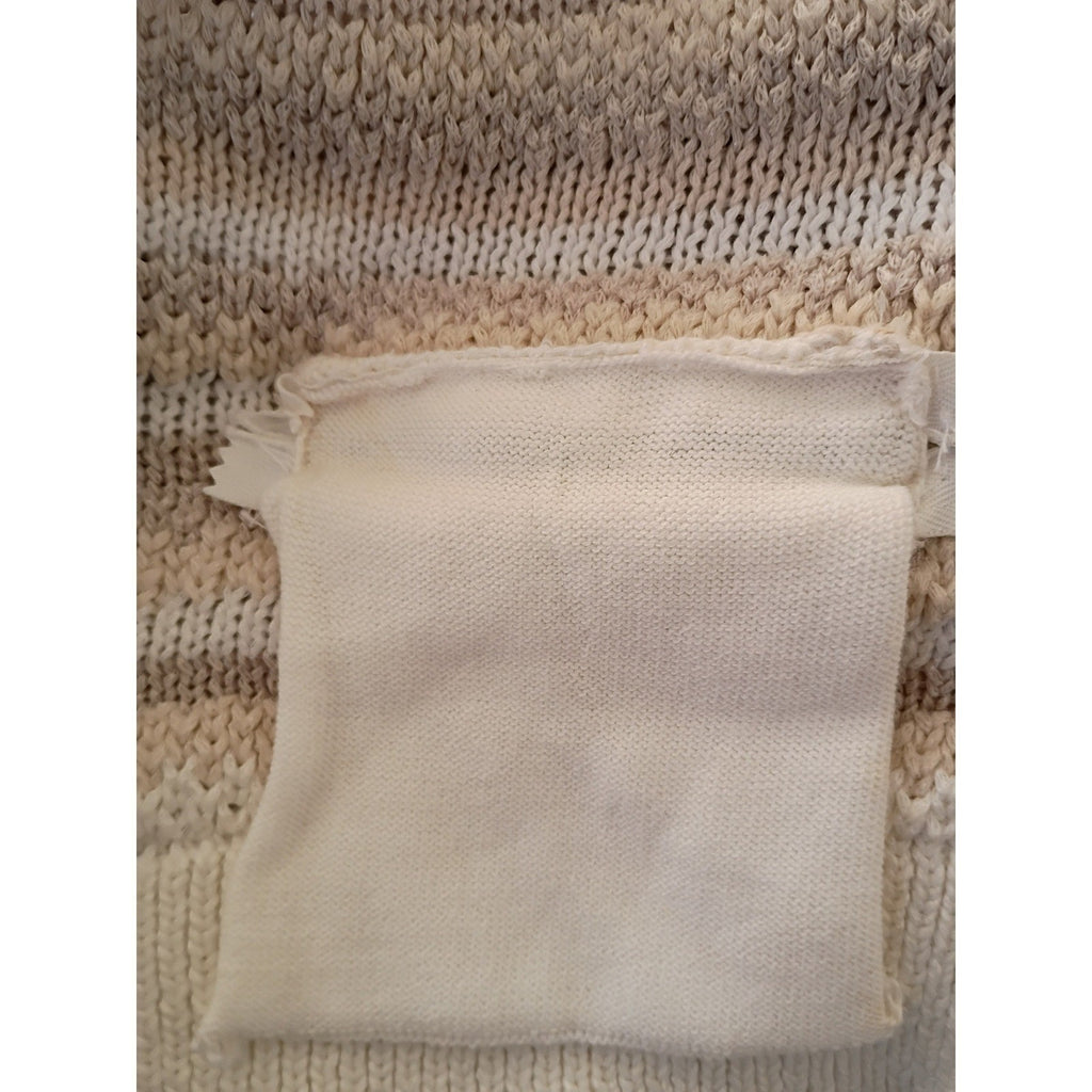 CHICO'S Neutral Zip Cardigan Beige Stripe Cotton Blend M NWOT Effortless Polish