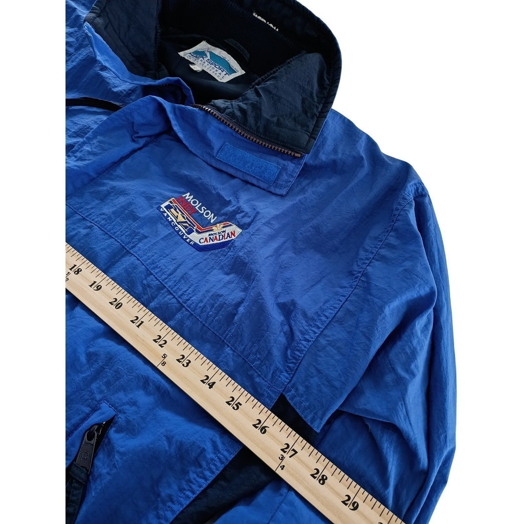 Vintage Molson Canadian Racing Jacket Blue Windbreaker Beer Promo Mens XL