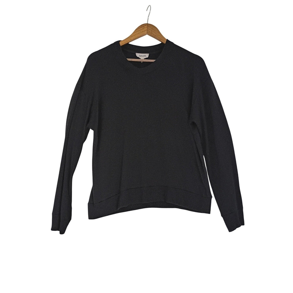 Splendid Collection Black Long Sleeve Crew Neck Knit Sweater Top Womens Medium