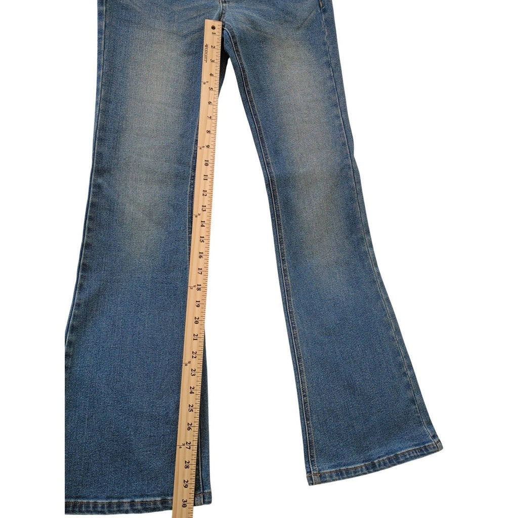RISE SUPPLY CO. Blue Wash Flare Jeans 27x30 High Rise Bootcut Trendy Denim