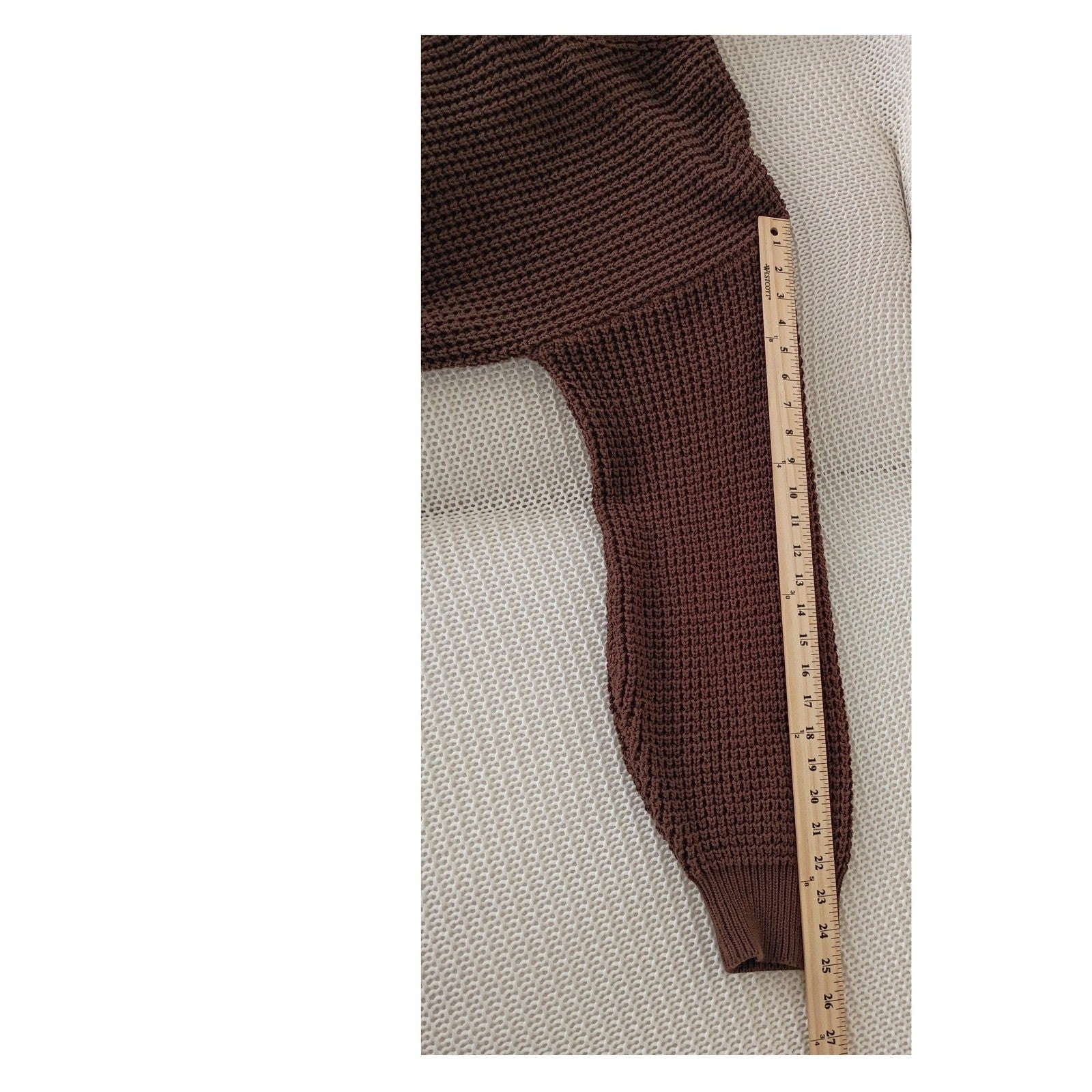 Qualfort Brown Oversized Waffle Knit Button Cardigan 100% Cotton Plus Size 2XL