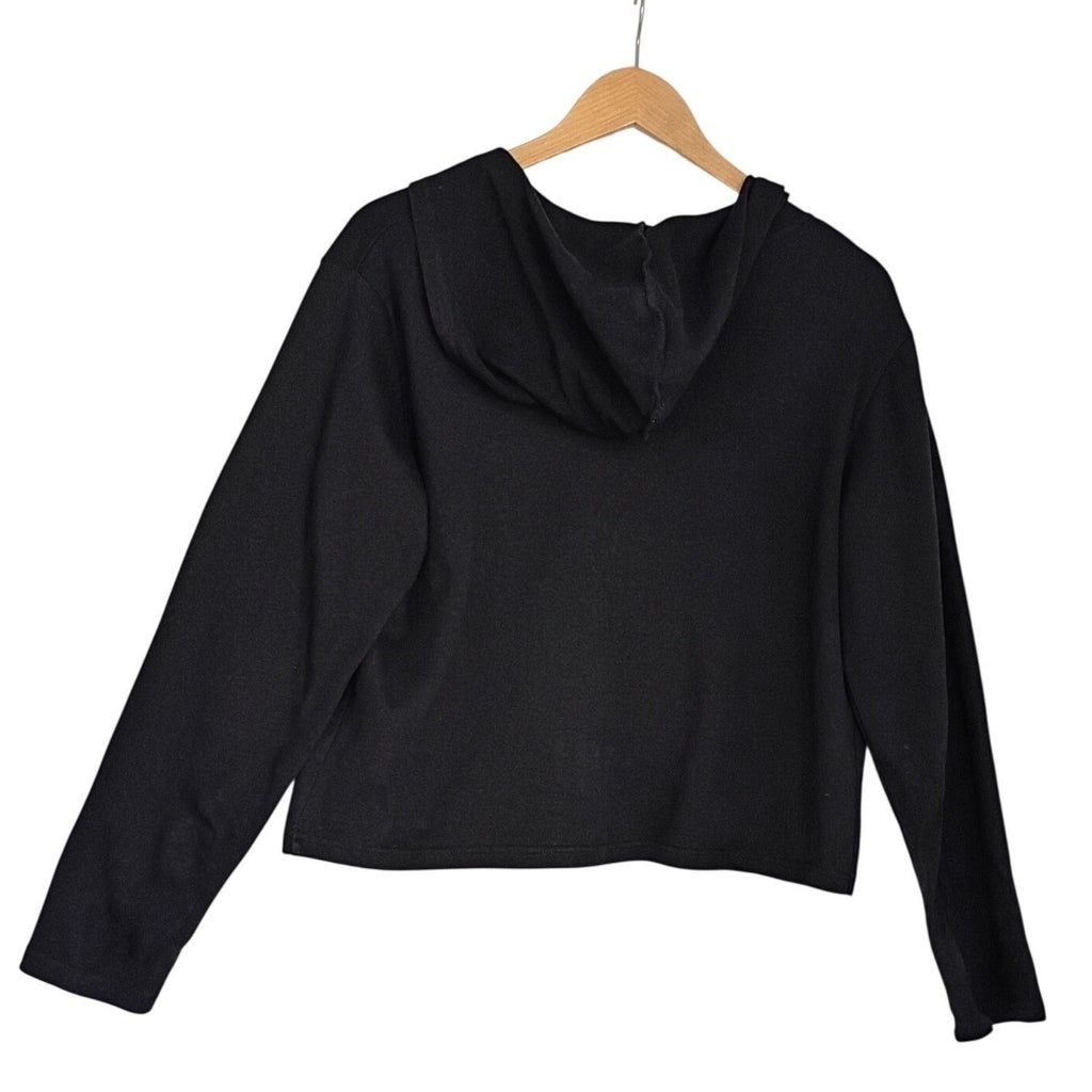 C.W. SPORT Black Cotton Zip-Up Hoodie Sequin Pocket Detail Large Casual