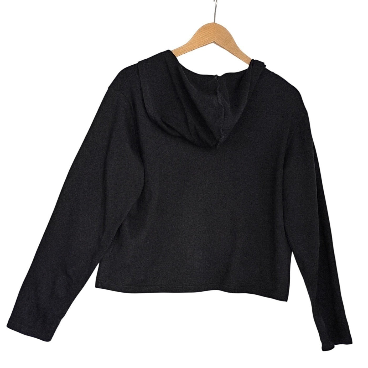 C.W. SPORT Black Cotton Zip-Up Hoodie Sequin Pocket Detail Large Casual