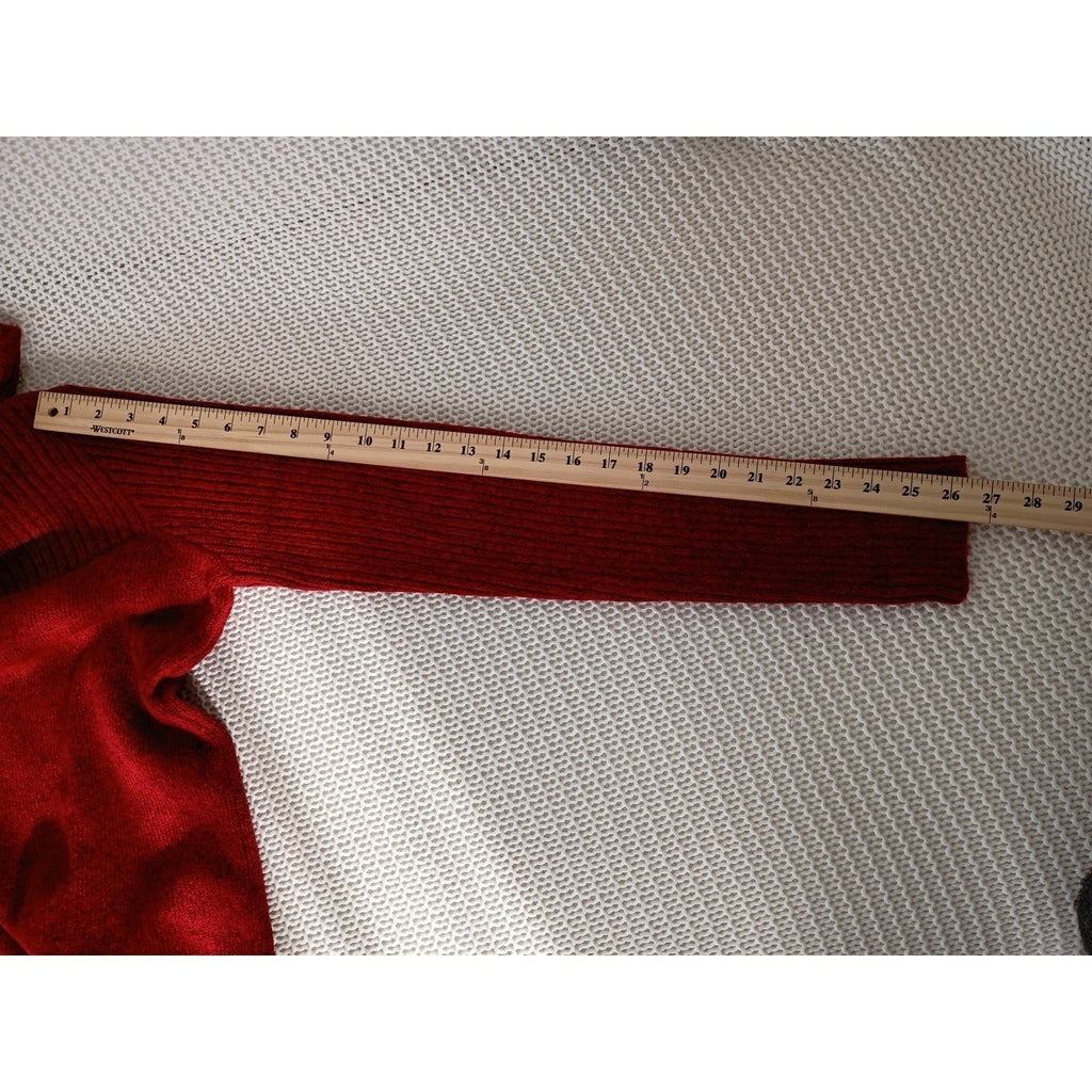 Crimson Red Ribbed Turtleneck Sweater Soft Cozy Knit Long Sleeve Medium