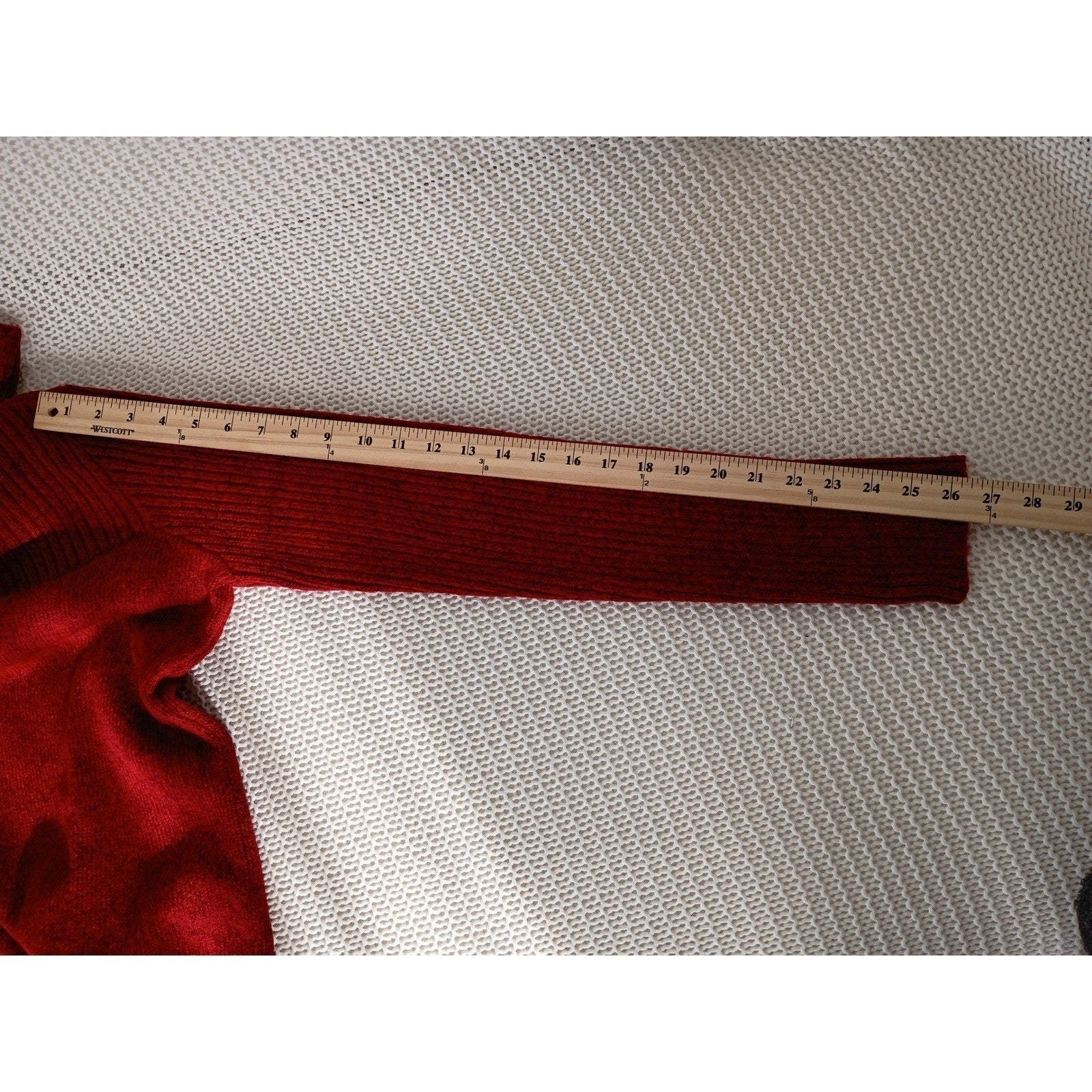 Crimson Red Ribbed Turtleneck Sweater Soft Cozy Knit Long Sleeve Medium