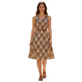 NWT RHEA Earthy Tan Orange Floral Tree Shift Dress S/M Artisan Boho Viscose