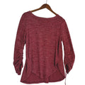 Anthropologie Saturday Sunday Burgundy Heathered Layered Top Boho Cozy Fits S/M