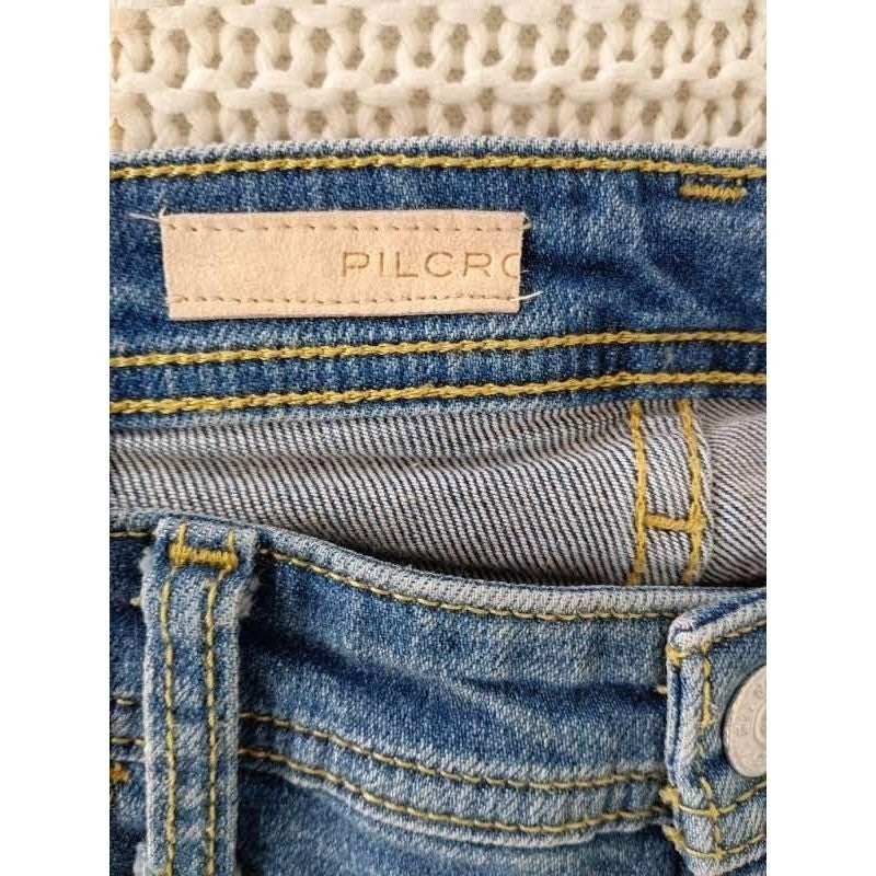 Y2K Moto Utility Skinny Jeans Dark Wash Embroidered Pocket 30x31 2.1 Denim