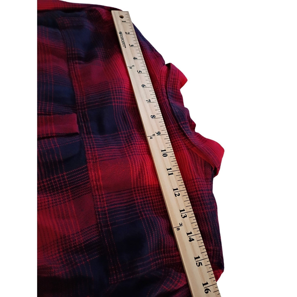 Madewell Classic Red Black Cotton Blend Plaid Button Up Shirt Classic Fit S