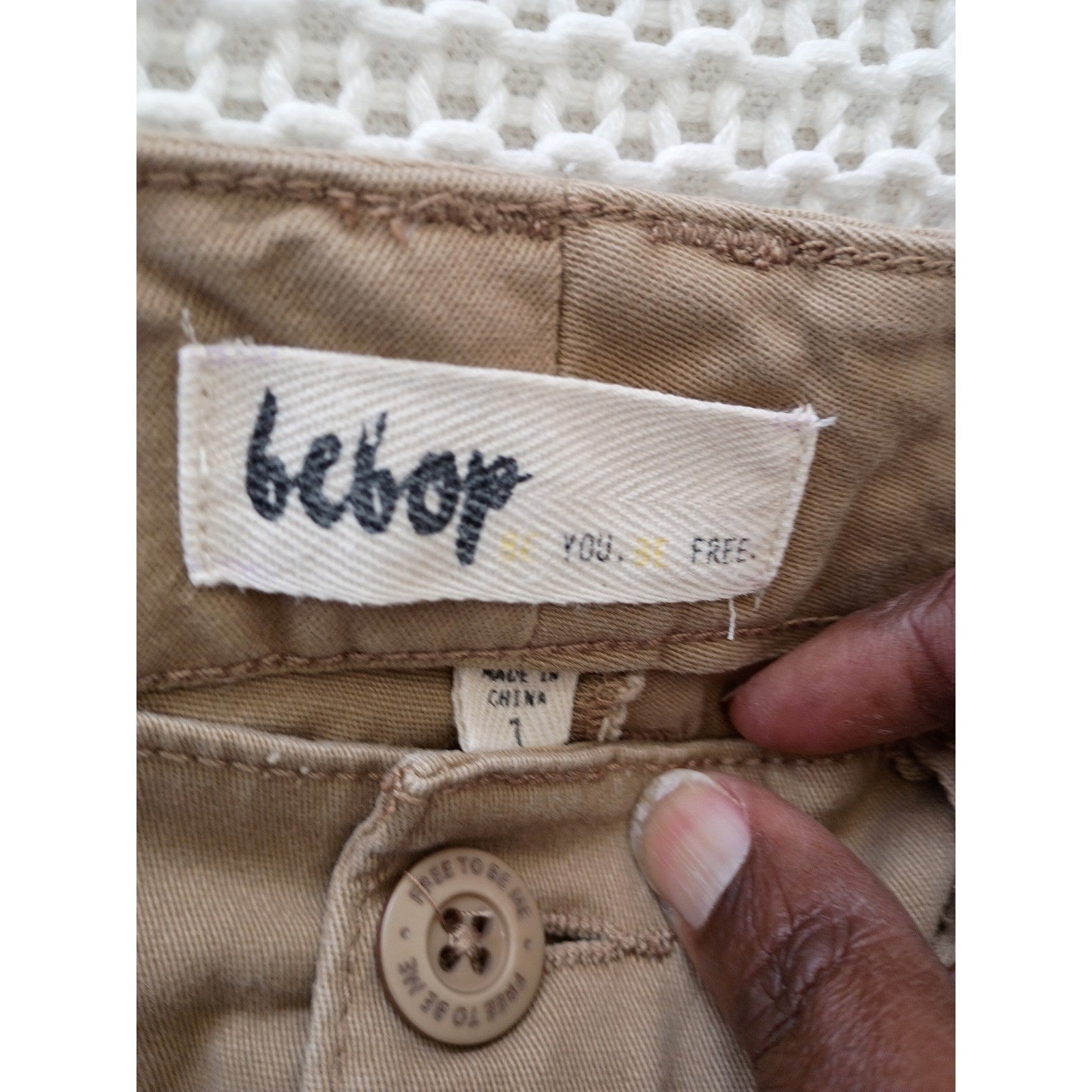 Bebop Womens Khaki Flare Leg Pants Tan Mid Rise Bootcut Trousers Size 7