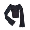 Urban Outfitters Black Ribbed Square Neck Long Sleeve Cropped Top XS