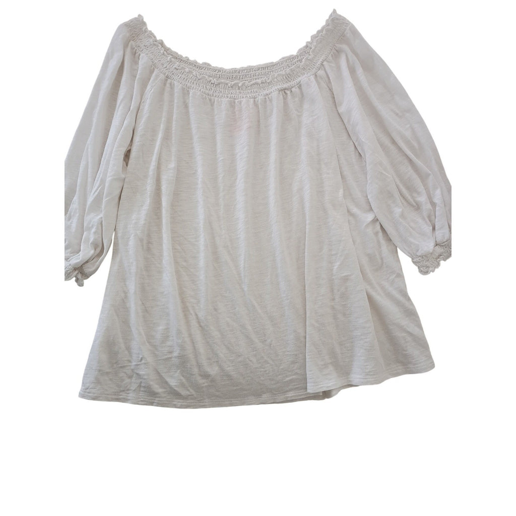 Knox Rose Off Shoulder Smocked Blouse Ivory Boho Peasant Top Women Size M