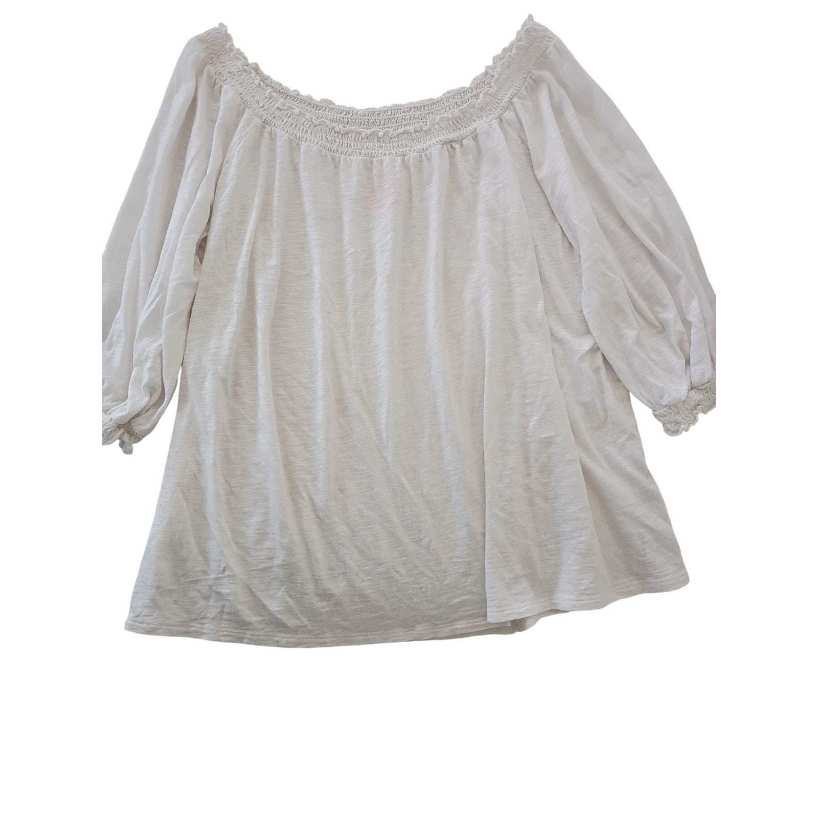 Knox Rose Off Shoulder Smocked Blouse Ivory Boho Peasant Top Women Size M