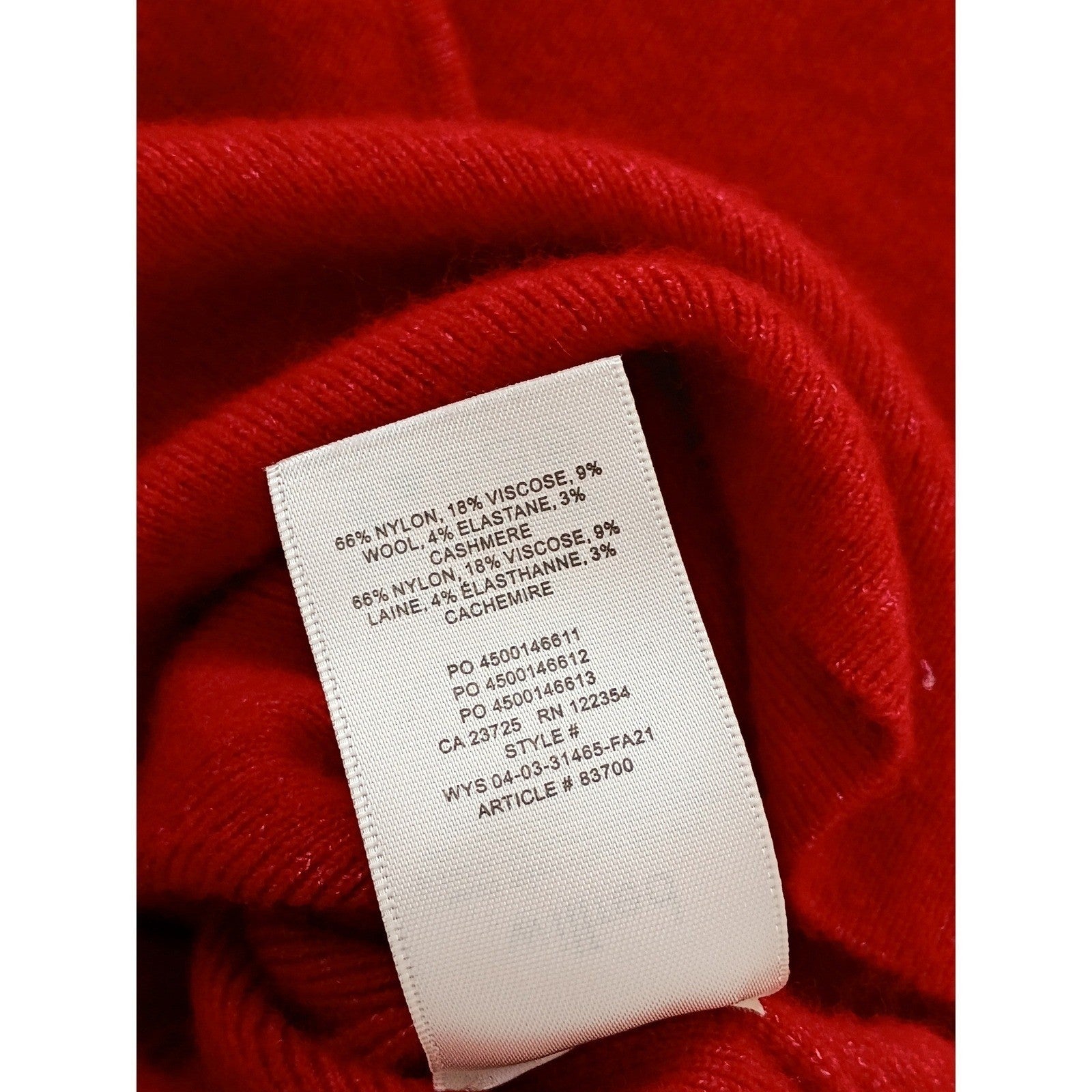 Wilfred Aritzia Red Wool Cashmere Sweetheart Bustier Sweater Fits S XS Balletcor