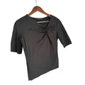 Club Monaco Black Twist Front V Neck Knit Top Elbow Sleeve Slim Fit S