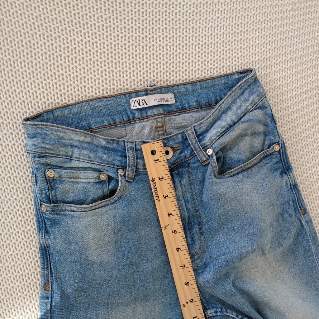 Zara Vintage Fade Slim Straight Jeans Mens 26x27 Distressed Denim