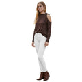 NWT ARDEN B. Y2K Chic Brown Halter Neck Tie Top Ruched Long Sleeve Fits S