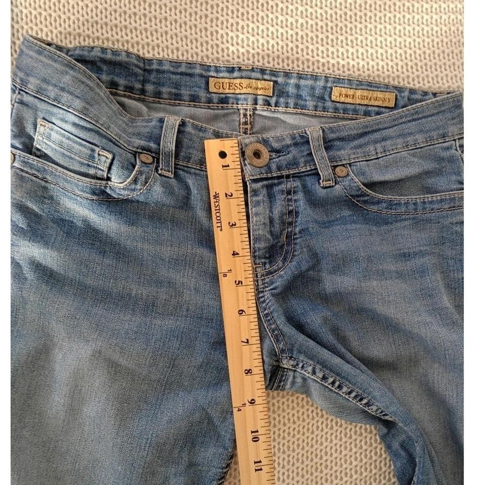 GUESS Power Ultra Skinny Jeans Women 29 Blue Wash Distressed Stretch Denim
