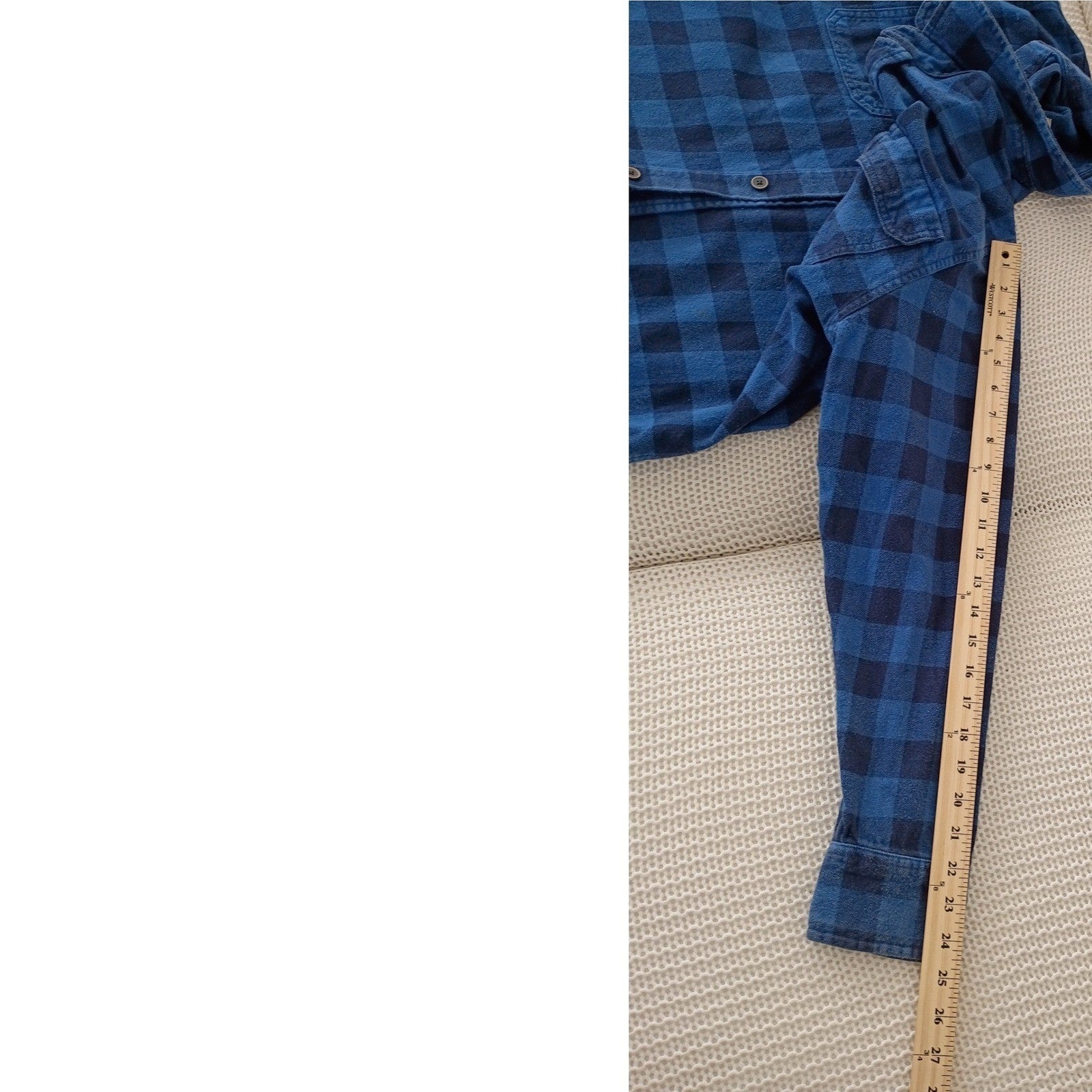 Jachs NY Cozy 100% Cotton Blue Plaid Flannel Shirt Button Up Long Sleeve Mens M