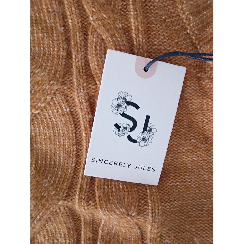 Sincerely Jules NWT Cable Knit Sweater Vest L Amber Orange Preppy Y2K Style