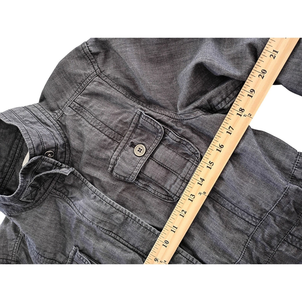 Calvin Klein Utility Jacket 100% Cotton L Charcoal Gray Button Drawstring Waist