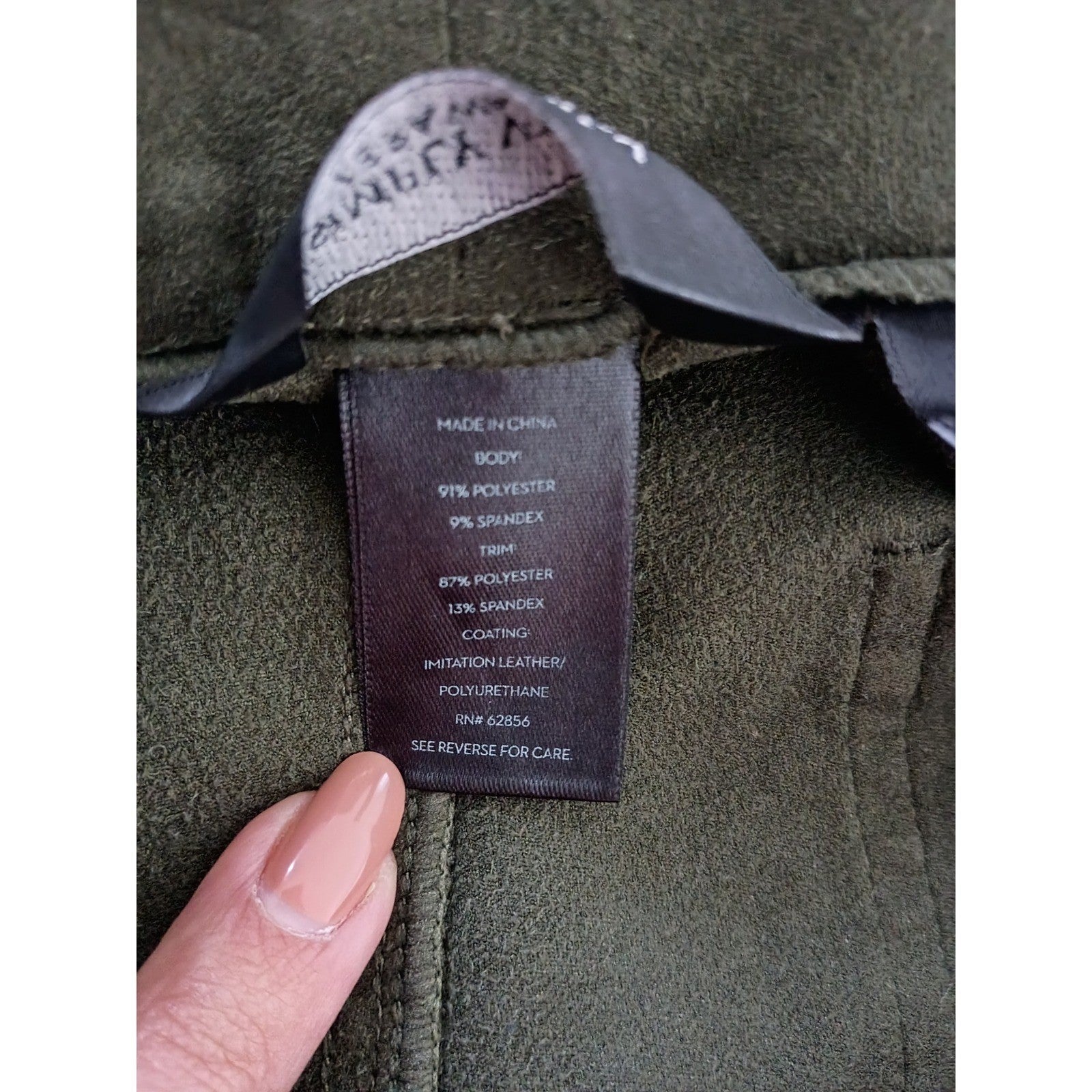 Simply Vera Wang Faux Suede Moto Leggings Pants Olive Green Size M