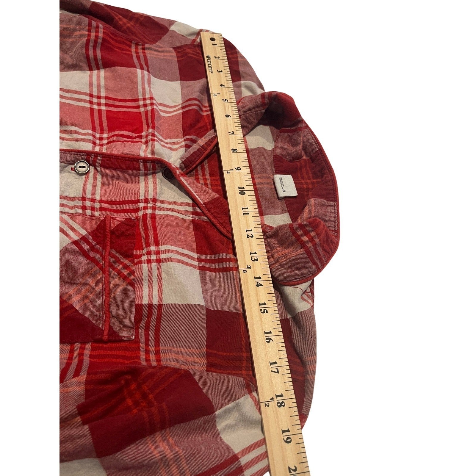 HEARTH & HAND Magnolia Red White Plaid Pajama Shirt Mens S Cotton