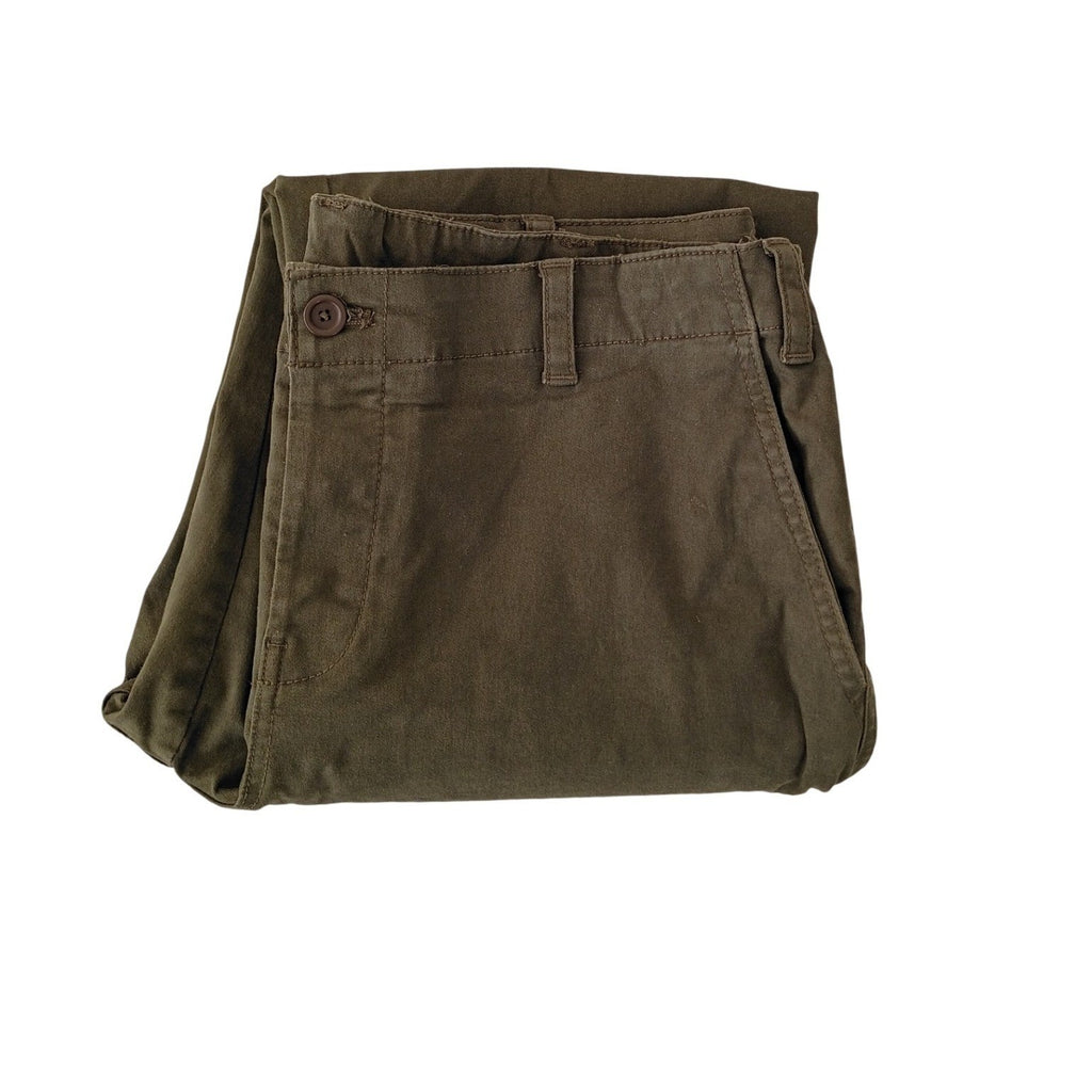 Mango MNG Olive Green Chinos Pants Button Fly Straight Leg Casual Men Size 34