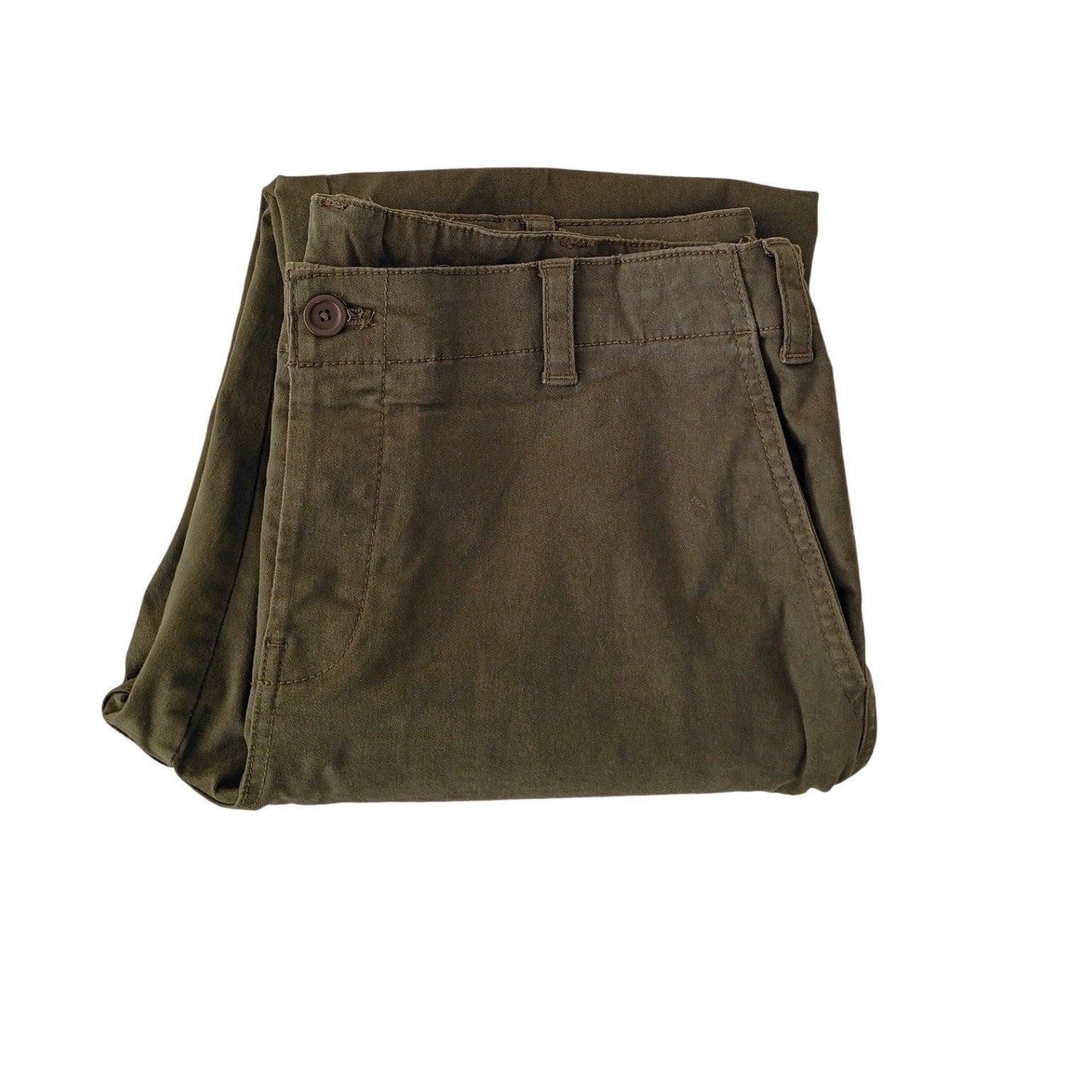 Mango MNG Olive Green Chinos Pants Button Fly Straight Leg Casual Men Size 34