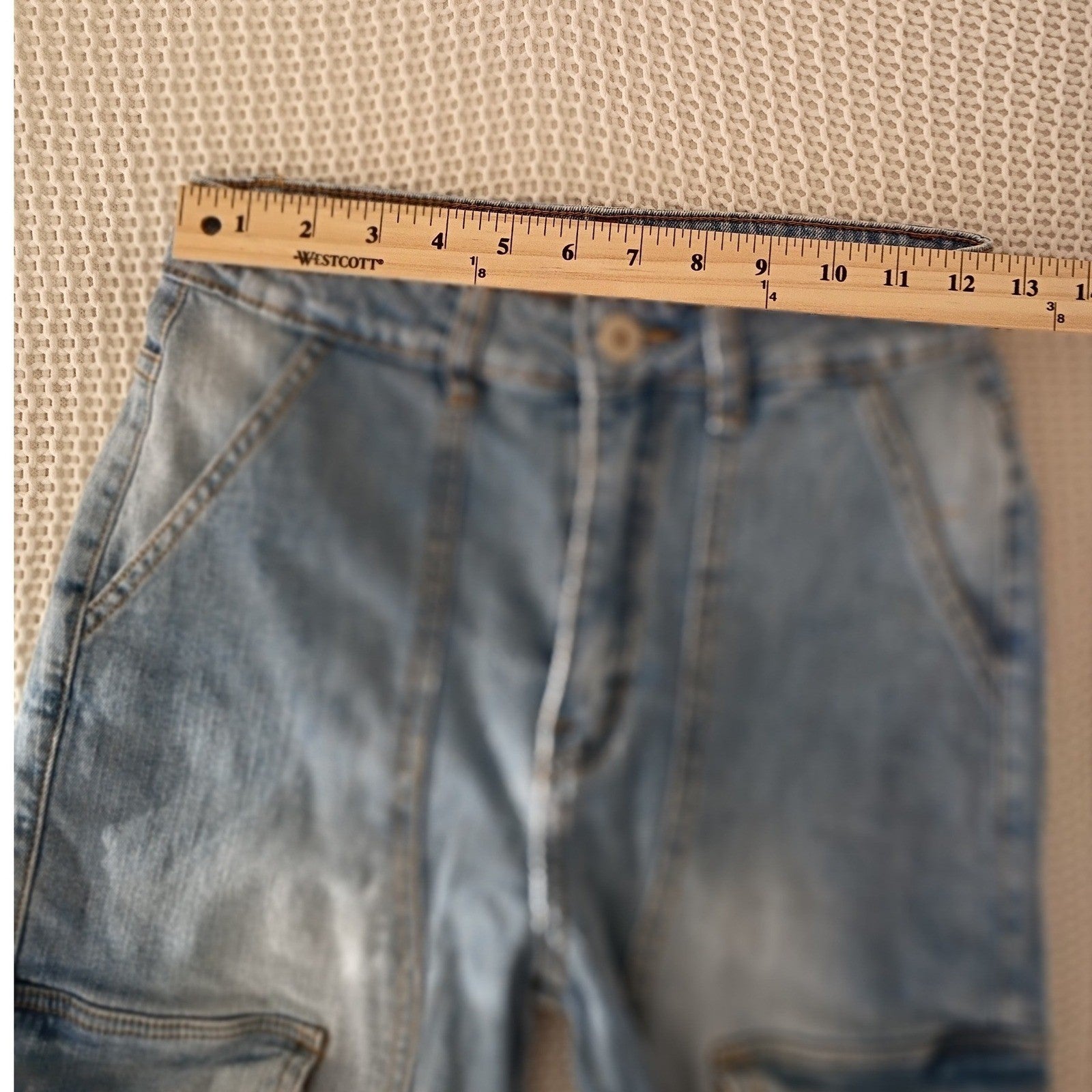 LILAC SUNSET Light Blue Denim Cargo Pants 24x31T