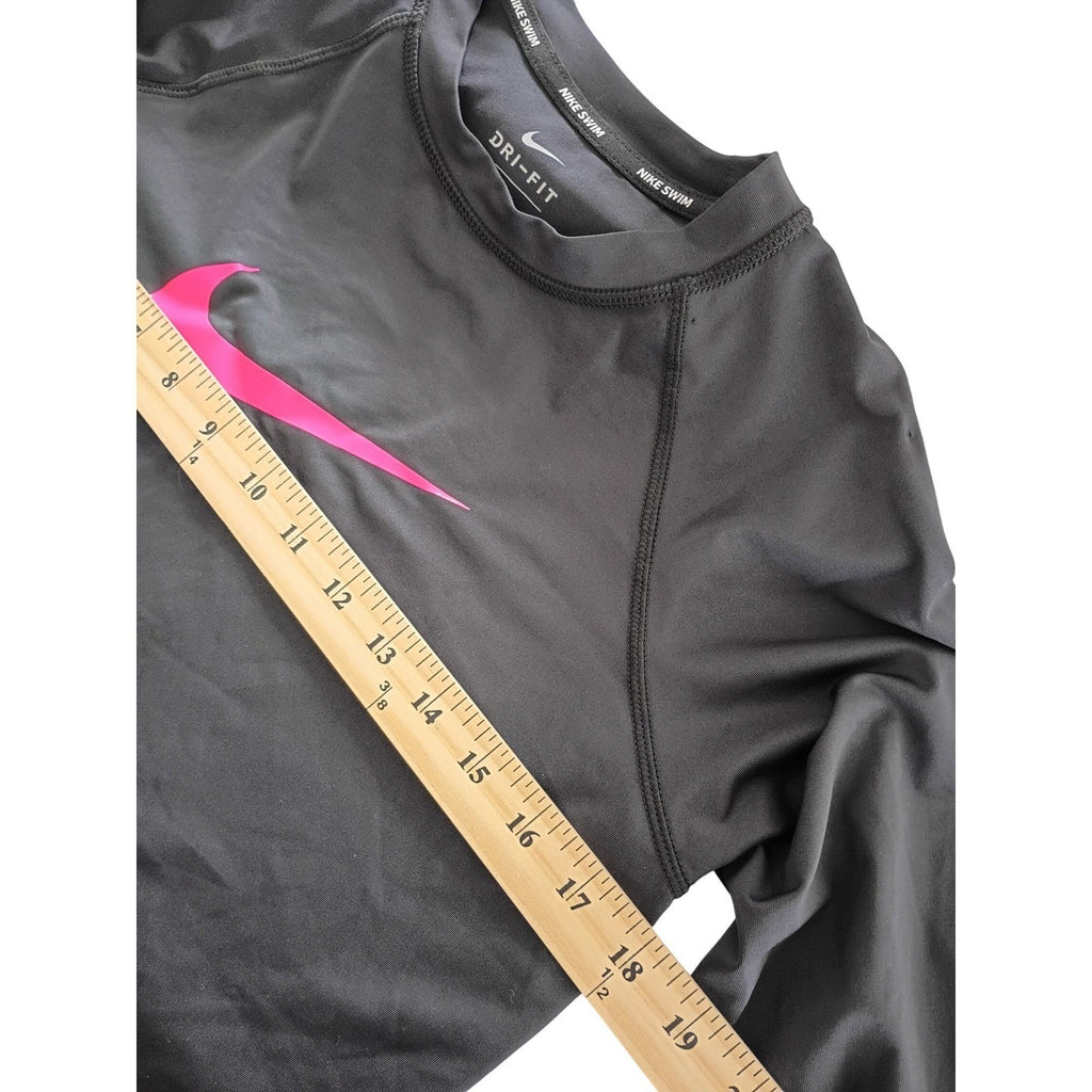 Nike Swim Rash Guard Top Youth M Women S Gray Pink Swoosh Lg Sleeve Dri Fit LS