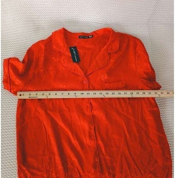 NWT Tart Intimates Orange Lounge Top XL Pajama Style Button Front Animal Print
