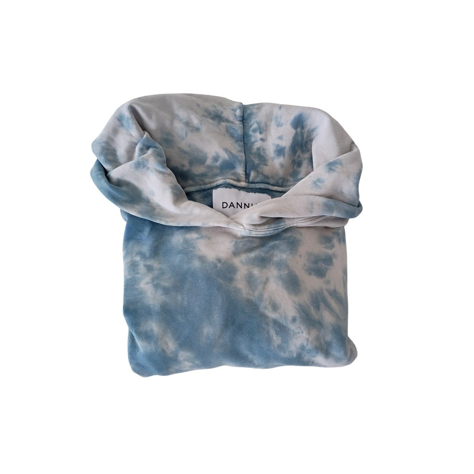 DANNIJO Tie Dye Hoodie 100% Cotton Cropped Sweatshirt Blue White Cotton XL