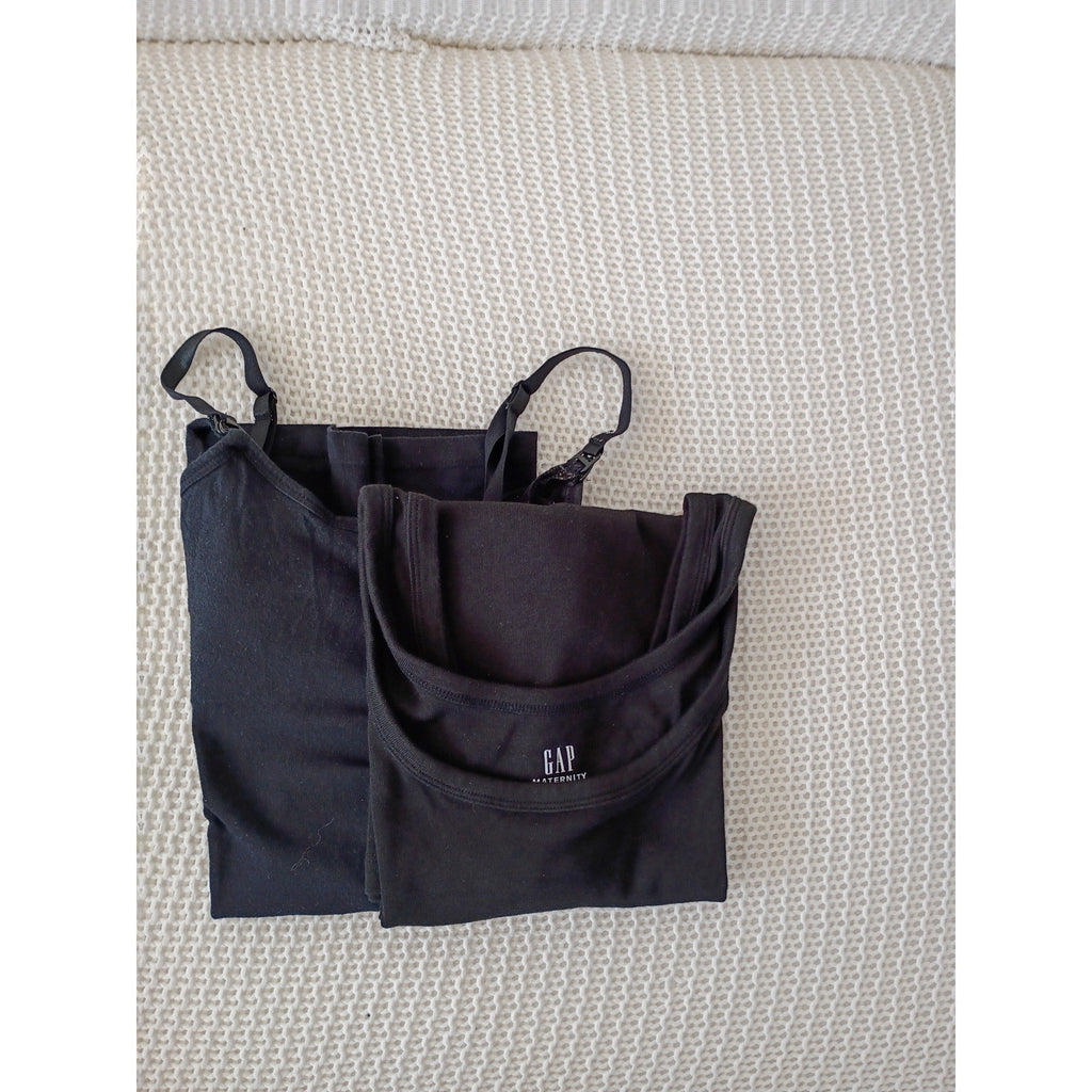 Motherhood Maternity & GAP Black Tank Top + Nursing Cami Bundle Size S -2 Tops