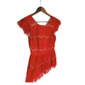 Maeve Anthropologie Red Lace Peplum Top Eyelash Trim Short Slve XS Romantic $98