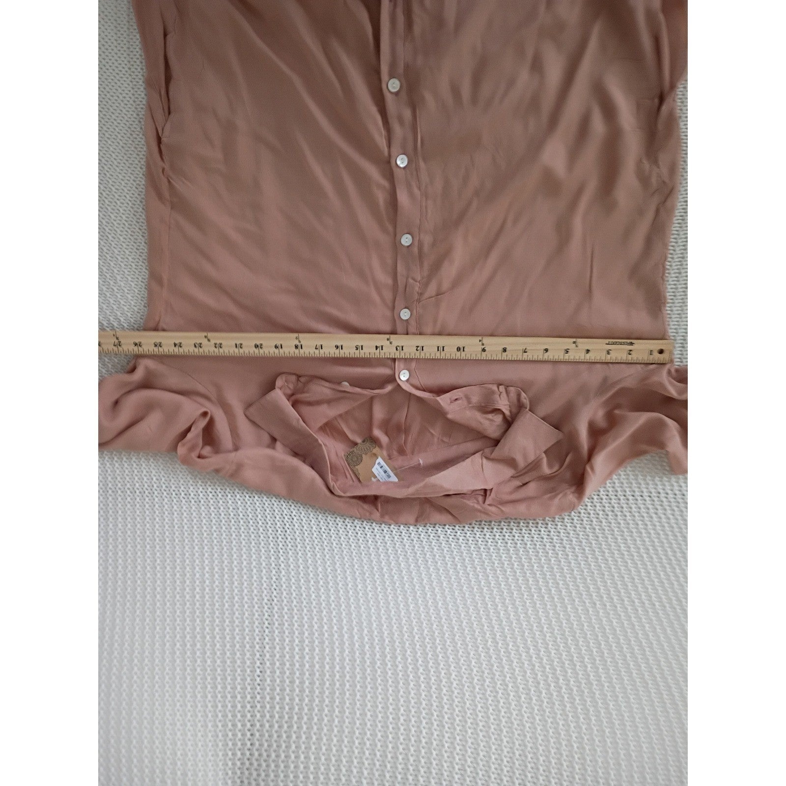 NWT RHEA Boho Dusty Pink Viscose High Low Button Down Shirt Dress OS Coastal