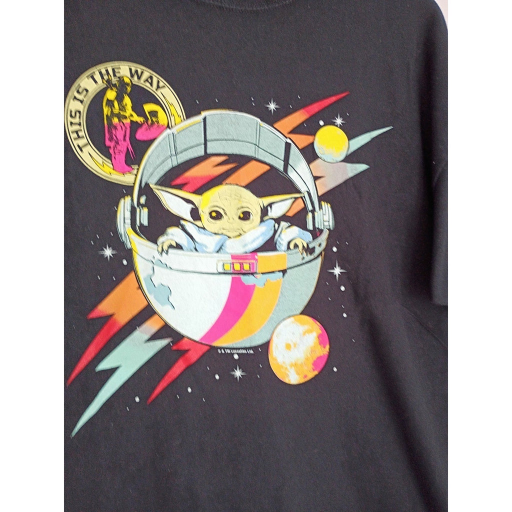 Star Wars Mandalorian Grogu This Is The Way Black 100% Cotton Graphic Tee M/L