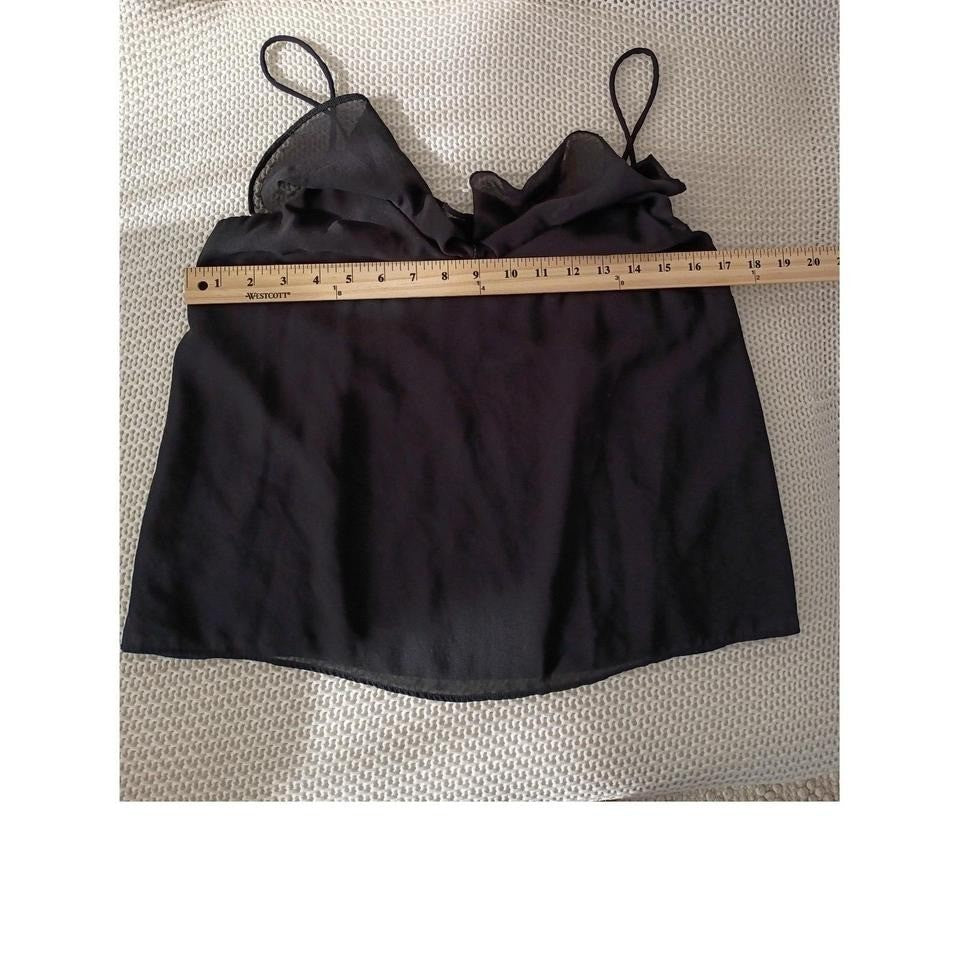 Abercrombie Fitch Ruffle Trim Cami Black Spaghetti Strap Womens M
