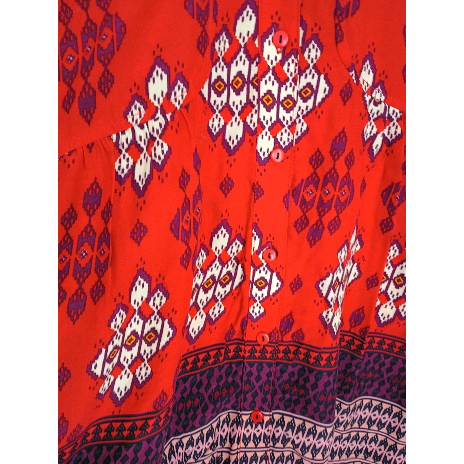 Maeve Anthropologie Boto Red Ikat Geometric Print Tunic Top Fits S Peasant $118