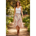 Umgee USA NWOT Pink Blue Striped High-Low Ruffle Midi Skirt Smocked Boho S NWOT